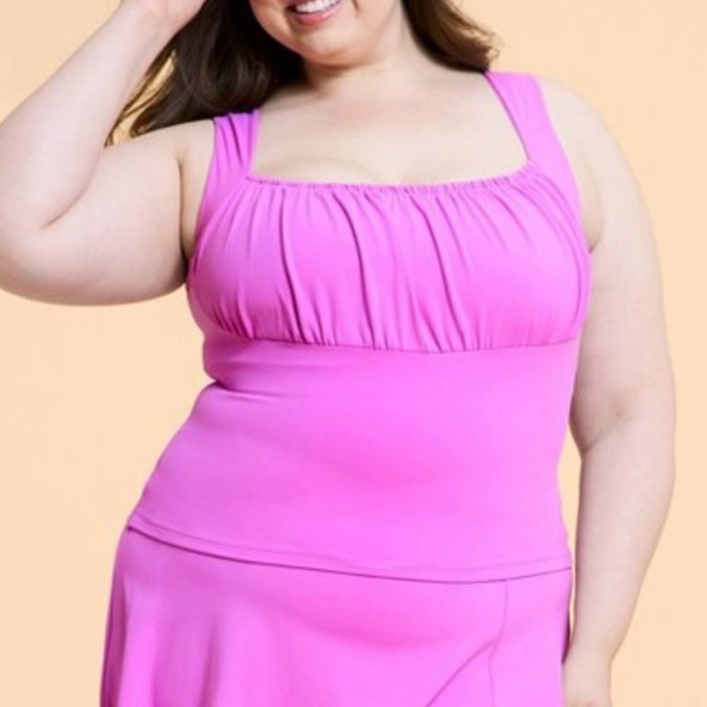 Women's Square Neck Tank Top - Fuchsia Pink